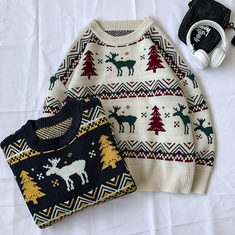 Women Sweater O-neck Couple Christmas sweater deer Jumper robe Pull femme Pullovers Autumn Winter men Clothing Female Sweaters 
Women Sweater O-neck Couple Christmas sweater deer Jumper robe Pull femme Pullovers Autumn Winter men Clothing Female Sweaters