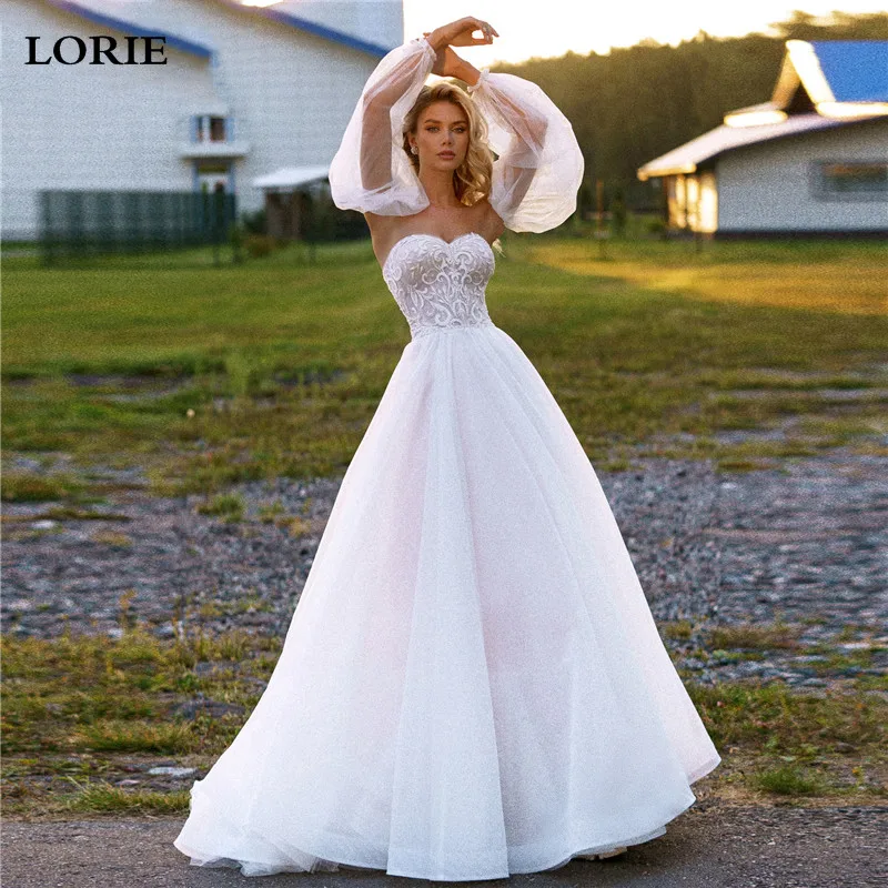 Свадебное платье LORIE с вырезом сердечком, а-силуэт, аппликация, съемные пышные рукава, платье невесты, белый кружевной топ, свадебное платье
Свадебное платье LORIE с вырезом сердечком, а-силуэт, аппликация, съемные пышные рукава, платье невесты, белый кружевной топ, свадебное платье