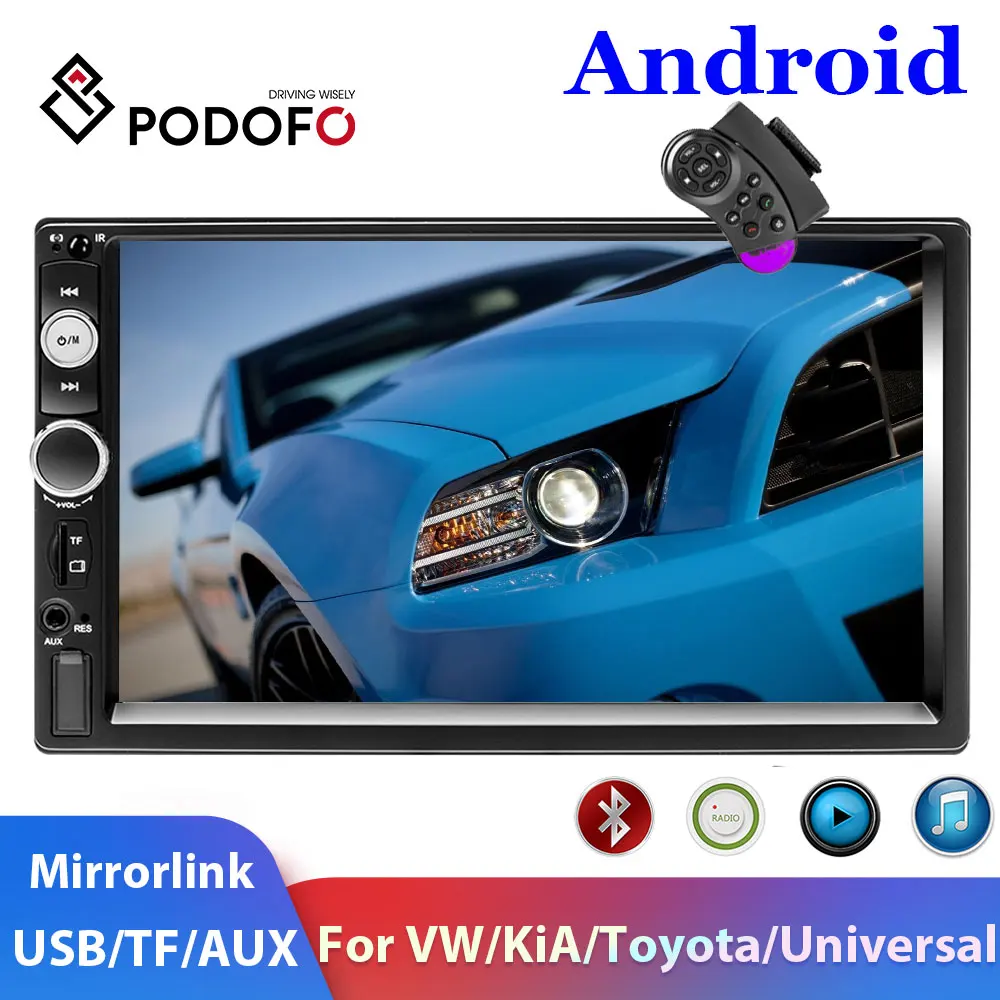 Podofo 2 Din Android автомобильное радио GPS USB 2Din автомобильный мультимедийный плеер Авто