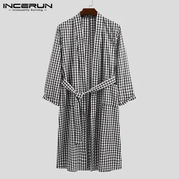 Comfortable Lace Yukata Homewear INCERUN Mens Plaid Nightgown Long Sleeve V Neck Kimono Sleep Robes Pockets Sleepwear Plus Size
Comfortable Lace Yukata Homewear INCERUN Mens Plaid Nightgown Long Sleeve V Neck Kimono Sleep Robes Pockets Sleepwear Plus Size