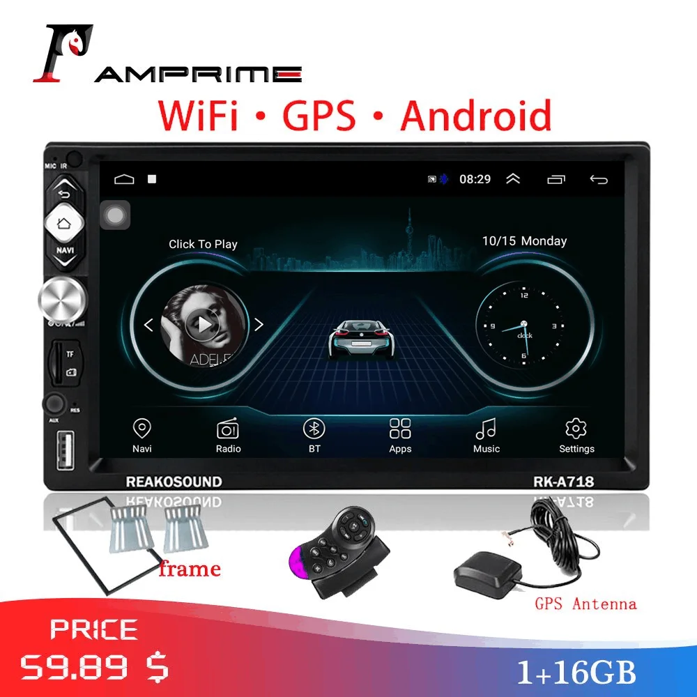 AMPrime 7 "автомобильный мультимедийный плеер Andriod 2Din автомобильное радио GPS навигация Wifi Авторадио USB FM аудио