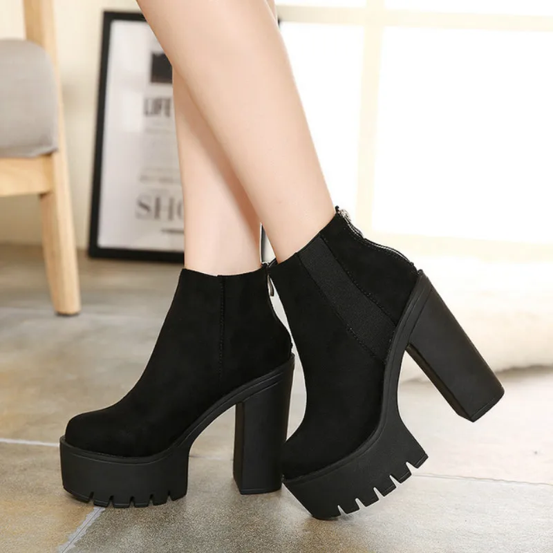 Dropshipping Fashion Black Ankle Boots Women Thick Heels Spring Autumn Flock Platform Shoes High Heels Black Zipper Ladies Boots
Dropshipping Fashion Black Ankle Boots Women Thick Heels Spring Autumn Flock Platform Shoes High Heels Black Zipper Ladies Boots