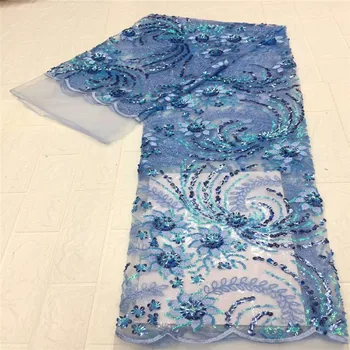2020 high quality French Nigerian sequins net lace,African tulle mesh sequence lace fabric for party dress 5yards/lot sky blue
2020 high quality French Nigerian sequins net lace,African tulle mesh sequence lace fabric for party dress 5yards/lot sky blue