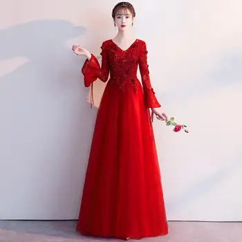 Red Bride Party Dress Evening Cheongsam Oriental Womens Wedding Long Flare Sleeve Qipao Elegant Gown Clothes Vestido XS-XXL
Red Bride Party Dress Evening Cheongsam Oriental Womens Wedding Long Flare Sleeve Qipao Elegant Gown Clothes Vestido XS-XXL