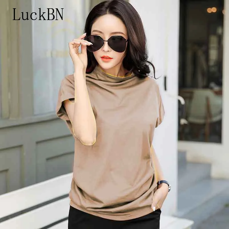 2019 Summer T-shirt Female New Cotton Short-sleeved Tops Female Loose Short-sleeved Solid Color High Collar Bottoming T-Shirts
2019 Summer T-shirt Female New Cotton Short-sleeved Tops Female Loose Short-sleeved Solid Color High Collar Bottoming T-Shirts