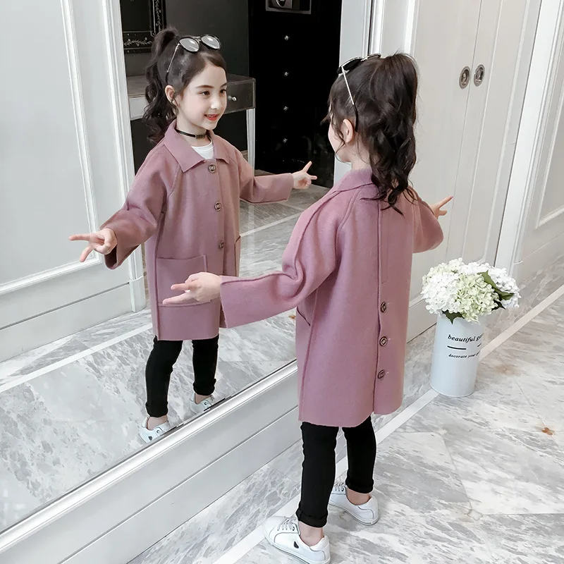 Girls Autumn And Winter Woolen Jacket Big Boy Western Style Korean-style Mid-length GIRL'S Double-Sided Woolen Overcoat 2019 New
Girls Autumn And Winter Woolen Jacket Big Boy Western Style Korean-style Mid-length GIRL'S Double-Sided Woolen Overcoat 2019 New
