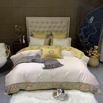 Traditional Red/Yellow Luxury Bedding set Egyptian Cotton Queen King size Floral Embroidery Duvet cover Flat/Fitted Bed sheets
Traditional Red/Yellow Luxury Bedding set Egyptian Cotton Queen King size Floral Embroidery Duvet cover Flat/Fitted Bed sheets