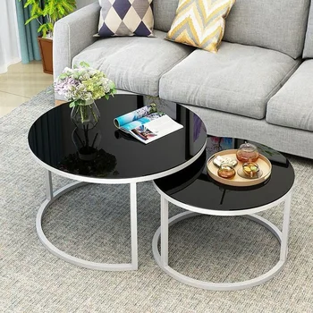 2 In 1 Combination Modern Tempered Glass Round Cafe Table Metal Coffee Table for Living Room Easy Assembly Table Side Tables 
2 In 1 Combination Modern Tempered Glass Round Cafe Table Metal Coffee Table for Living Room Easy Assembly Table Side Tables