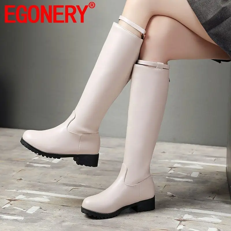 EGONERY winter women's shoes round toe Motorcycle boots zipper runk cool shoes 3.5cm heels knee-high combat boots
EGONERY winter women's shoes round toe Motorcycle boots zipper runk cool shoes 3.5cm heels knee-high combat boots