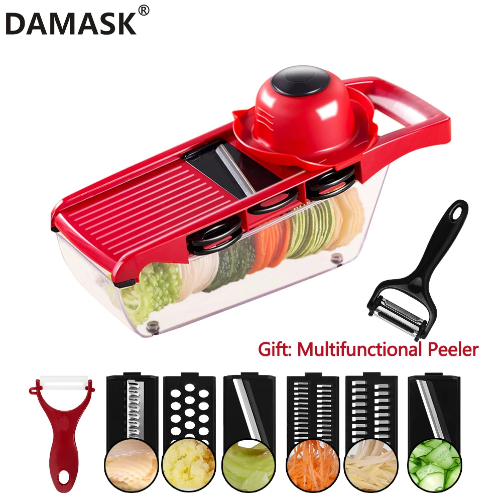Damask Vegetable Cutter Mandoline Slicer with Stainless Steel Blade Carrot Cheese Grater Vegetable Slicer Multifunctional Peeler
Damask Vegetable Cutter Mandoline Slicer with Stainless Steel Blade Carrot Cheese Grater Vegetable Slicer Multifunctional Peeler