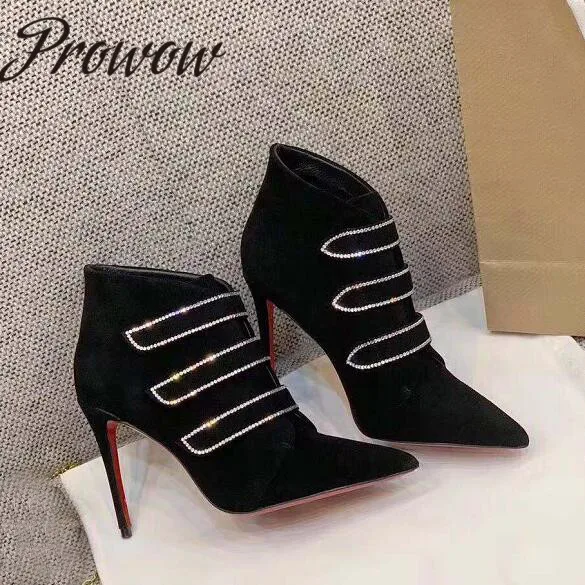 Prowow New Sexy Suede Leather Sexy Pointed Toe Ankle Boots Crystal Beading Thin HIgh Heel Fashion Boots Shoes Women
Prowow New Sexy Suede Leather Sexy Pointed Toe Ankle Boots Crystal Beading Thin HIgh Heel Fashion Boots Shoes Women
