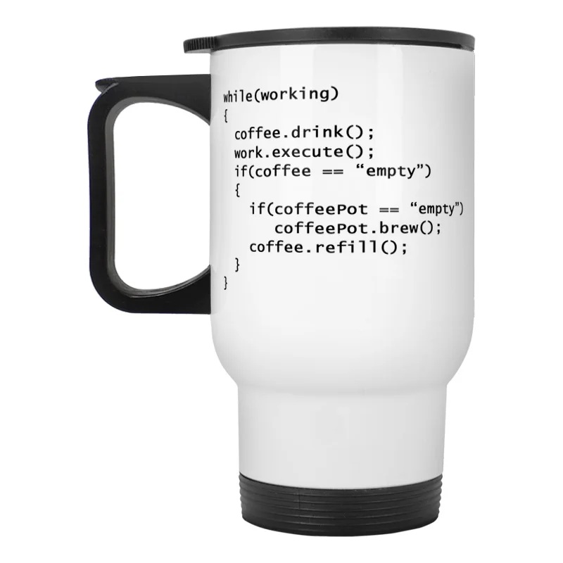 Coffee++ Program for Programmers stainless steel travel car mug with friction lid swivel spout and handle 15oz
Coffee++ Program for Programmers stainless steel travel car mug with friction lid swivel spout and handle 15oz