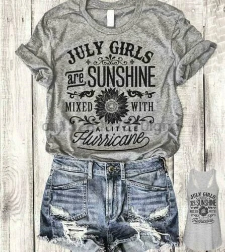 July Girls Are Sunnshine смешанная с небольшим ураганом женская футболка S-3XL Новая модная
