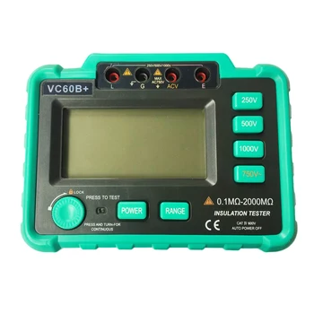 VC60B+ Digital Insulation Resistance Tester Megohm Meter Megohmmeter earth ground resistance impedance tester DC250V/500V/1000V
VC60B+ Digital Insulation Resistance Tester Megohm Meter Megohmmeter earth ground resistance impedance tester DC250V/500V/1000V