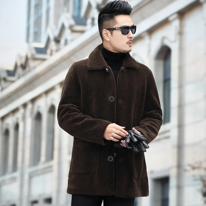 2020 New Men Winter Korean Loosee Turn-down Collar Coat Male Real Lamb Fur Jacket Man Sheep Shearling Outwear Long Overcoat Z88
2020 New Men Winter Korean Loosee Turn-down Collar Coat Male Real Lamb Fur Jacket Man Sheep Shearling Outwear Long Overcoat Z88
