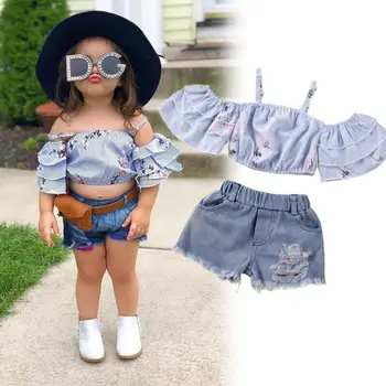 Fashion Toddler Baby Kids Girls Cloth Off Shoulder Ruffle Floral Flower T-shirt Tops+ Denim Skirt Shorts Outfits 2020 New
Fashion Toddler Baby Kids Girls Cloth Off Shoulder Ruffle Floral Flower T-shirt Tops+ Denim Skirt Shorts Outfits 2020 New
