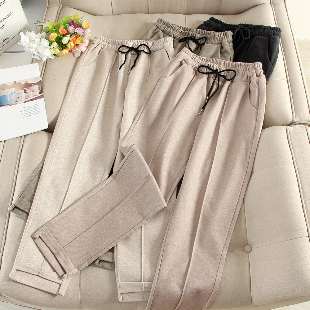 Winter Autumn Woolen Ankle Pants Woman Casual Solid High Wiast Drawstring Thickening Harm Pant Trouser Bottoms 
Winter Autumn Woolen Ankle Pants Woman Casual Solid High Wiast Drawstring Thickening Harm Pant Trouser Bottoms