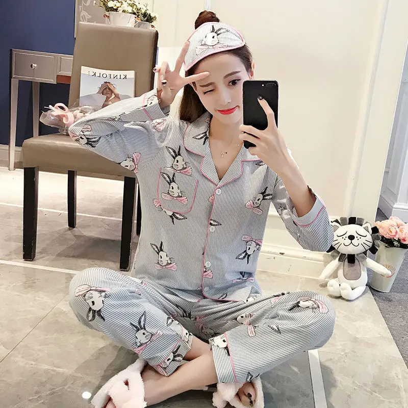 Spring And Autumn Korean-style Long Sleeve Pajamas WOMEN'S Cardigan Cartoon Large Size Knitted Fold-down Collar GIRL'S Tracksuit
Spring And Autumn Korean-style Long Sleeve Pajamas WOMEN'S Cardigan Cartoon Large Size Knitted Fold-down Collar GIRL'S Tracksuit