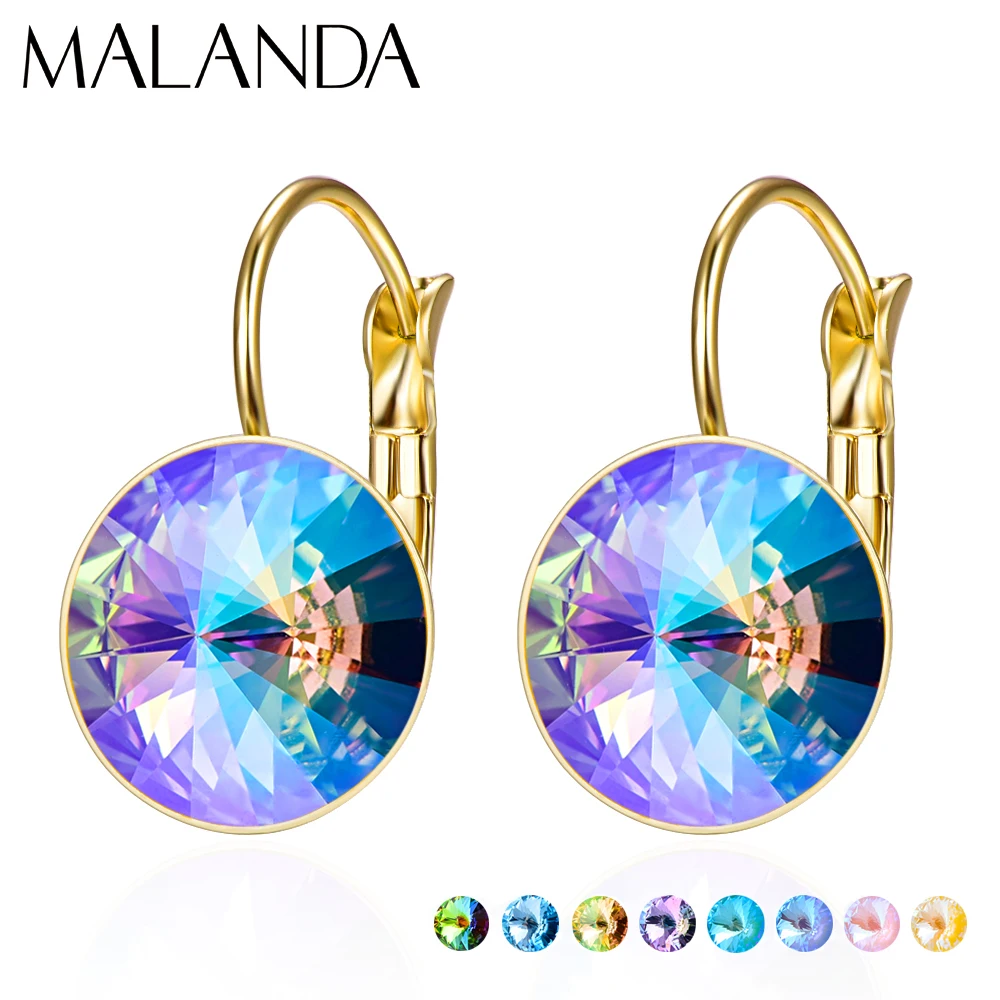 Женские серьги подвески с кристаллами Swarovski модные круглые элегантные вечерние