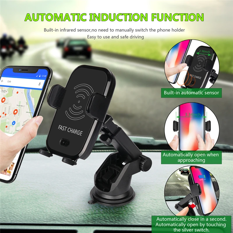 Car Infrared Sensor Automatic Qi Fast Wireless Car Mobile Phone Charger for iPhone X 8 Plus Samsung S9 S8 Plus S7 Note 8
Car Infrared Sensor Automatic Qi Fast Wireless Car Mobile Phone Charger for iPhone X 8 Plus Samsung S9 S8 Plus S7 Note 8