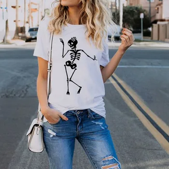 Skeleton T Shirt Women Funny Skull Punk Tshirts Fashion Casual Short Sleeve Femme Tops Mujer o-neck tshirt
Skeleton T Shirt Women Funny Skull Punk Tshirts Fashion Casual Short Sleeve Femme Tops Mujer o-neck tshirt