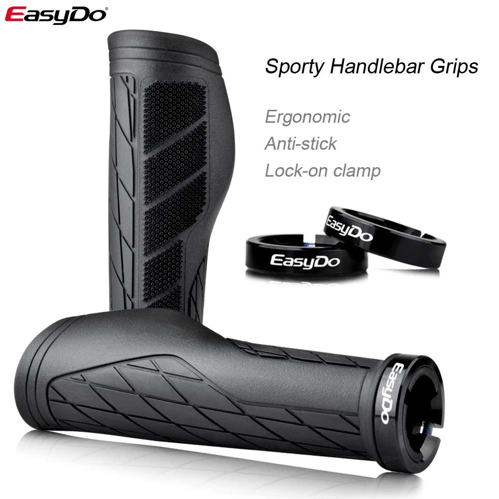 

EasyDo 1Pair Mountain Cycling Bike Bicycle MTB Handlebar Cover Grips Ergonomic Soft Rubber Anti-slip Lock on Handle Grip Bar End