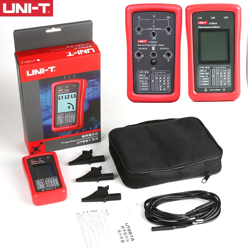 UNI-T UT261B UT261A 3-Phase Sequence Indicator Meter and Motor Steering Gear Phase Sequence Indication Motor Steering Indication 
UNI-T UT261B UT261A 3-Phase Sequence Indicator Meter and Motor Steering Gear Phase Sequence Indication Motor Steering Indication