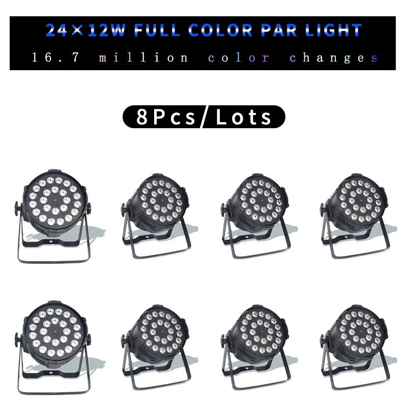 8 шт./лот 24x12 Вт алюминиевый LED Par RGBW 4in1 Can 64 Светодиодный прожектор dj проектор для