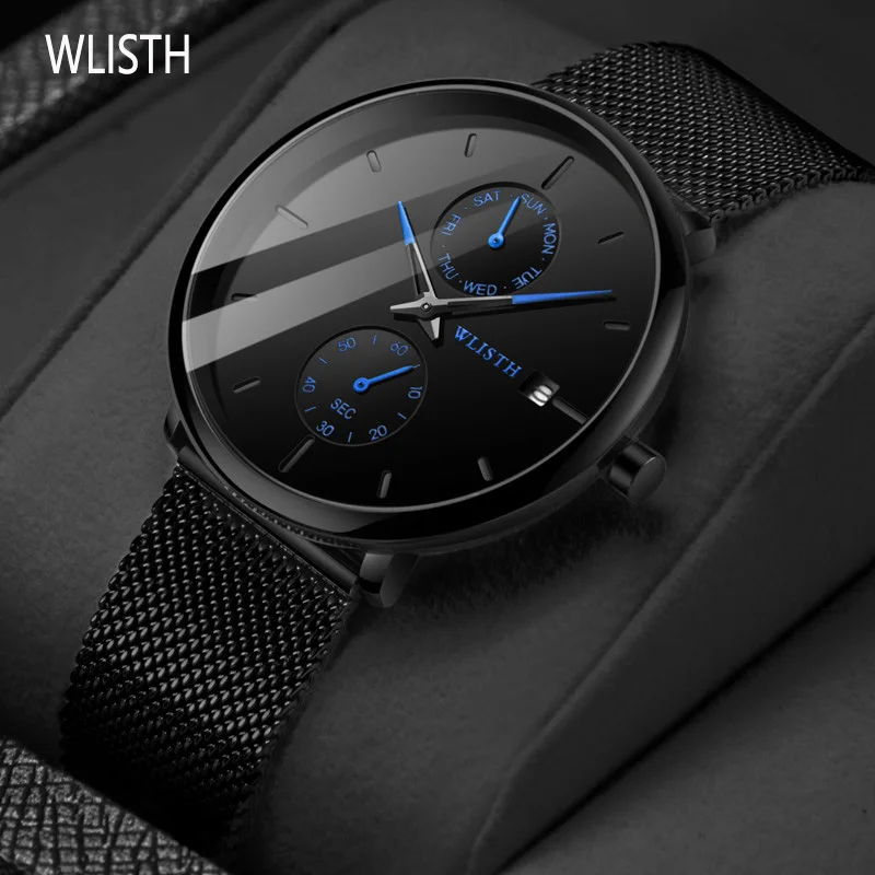 

Men Watch WLISTH Top Luxury Brand Watches Mens Stainless Steel Quartz Wristwatch Chronograph Date Male Clock Relogio Masculino