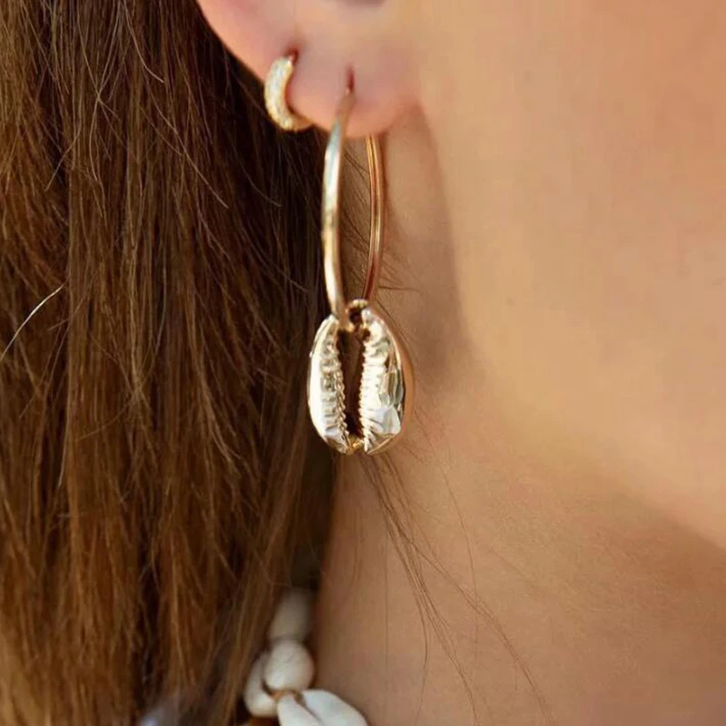 XIYANIKE High Quality Fashion Bohemian Cowry Shell Oversize Circle Drop Earrings Metal Shell Dangle Earrings For Women Jewelry
XIYANIKE High Quality Fashion Bohemian Cowry Shell Oversize Circle Drop Earrings Metal Shell Dangle Earrings For Women Jewelry
