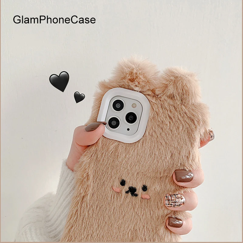 GlamPhone чехол простой плюшевый медведь для телефона iPhone11Pro/Max X XS Max XR Мягкий