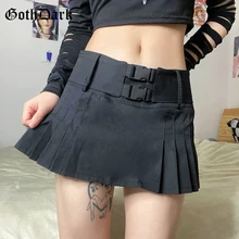 Goth Dark Techwear Buckle Patchwork Sexy Mini Skirts Gothic Grunge Black Pleated Low Waist Skirt Hip Hop A-line Micro Streetwear
Goth Dark Techwear Buckle Patchwork Sexy Mini Skirts Gothic Grunge Black Pleated Low Waist Skirt Hip Hop A-line Micro Streetwear