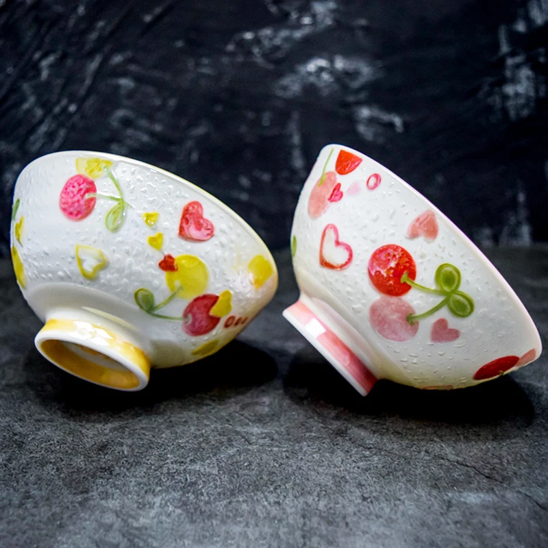 

Children Rice Bowl Ceramic Porcelain Soup Bowl Home Cute Dinnerware Japanese Style Ramen Noodle Bowls Tableware Decor Crafts