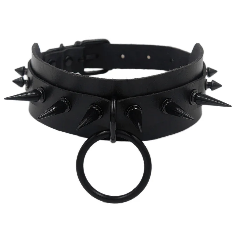 

Hot Sale Punk Gothic Black Spike goth Choker Necklaces Women Collar Studded Rivet Pu Leather Men Necklace Chocker Jewelry