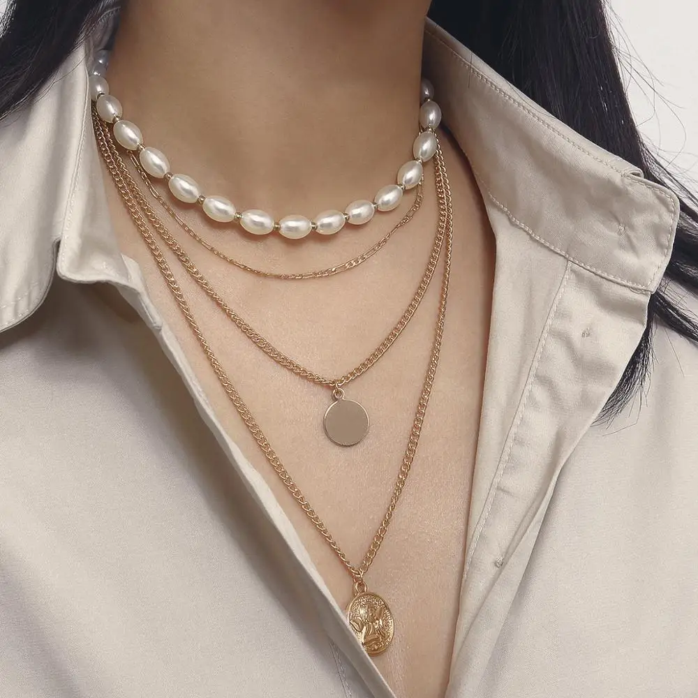 Фото Ожерелье из нержавеющей стали модное ожерелье для женщин в форме риса с
