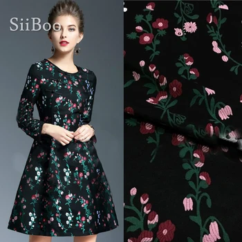

Pastoral style black with elegant floral jacquard brocade fabric apparel for dress coat tissu tela tecidos yarn SP4956 FREE SHIP
