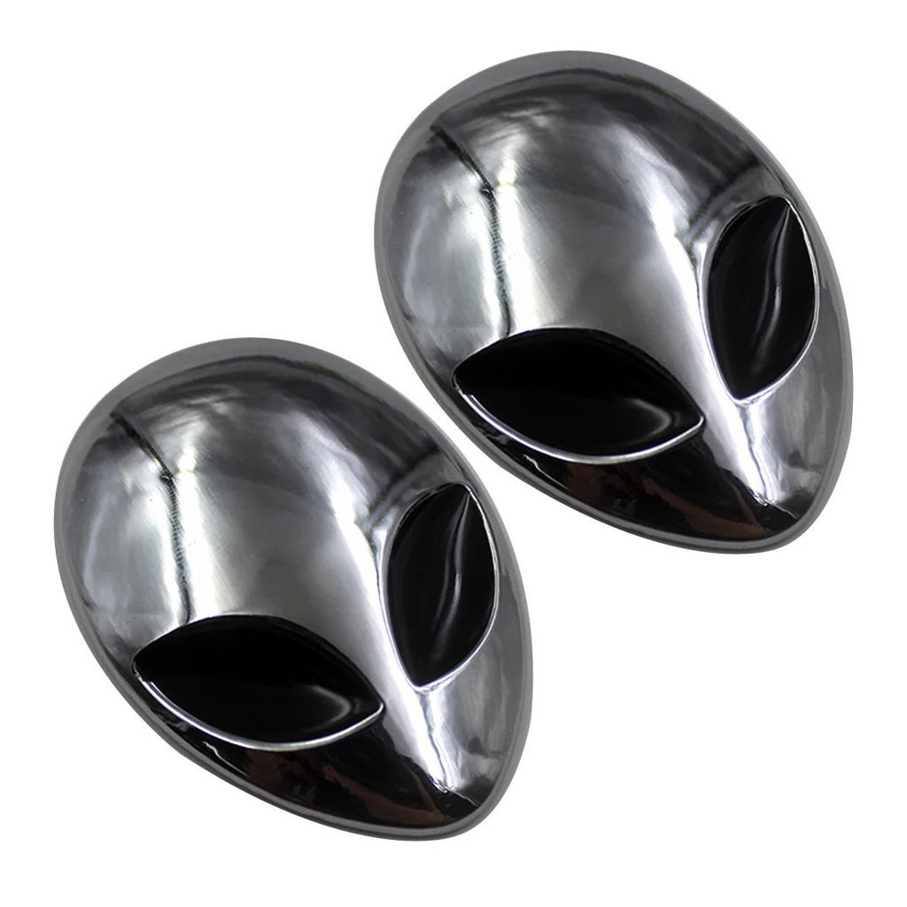 2 Pieces Chrome Auto 3D Emblem Badge Sticker, Alien Head Car Decal Universal for Cars Trucks Motorcycles 2 Pieces Chrome Auto 3D Emblem Badge Sticker, Alien Head Car Decal Universal for Cars Trucks Motorcycles