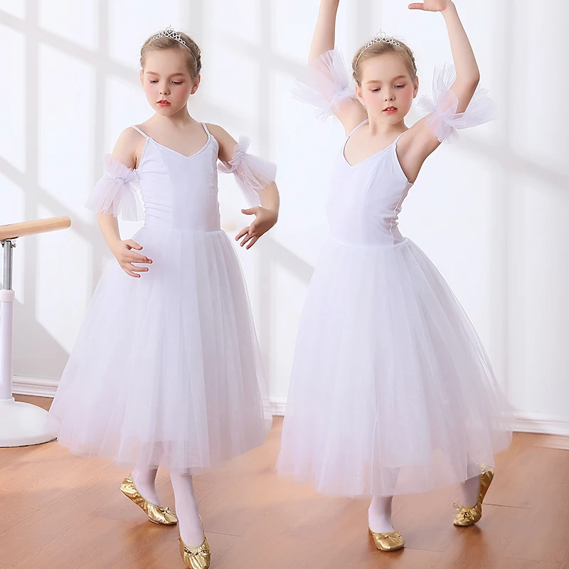 

Children's Ballet Tutu Skirt Ballet Costume White Sling Jumpsuit Fluffy Tutu Skirt Cygnet