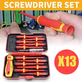 13Pcs/set 1000V Electronic Insulated Screwdriver Set High Voltage 1000V Slotted Screwdriver Durable Hand Tools Accessory Set
13Pcs/set 1000V Electronic Insulated Screwdriver Set High Voltage 1000V Slotted Screwdriver Durable Hand Tools Accessory Set