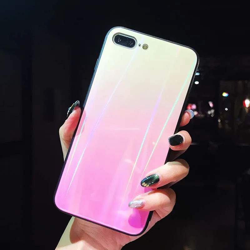 Gradient Tempered Glass Phone Case for Apple iPhone 6 6s 6 plus 7 8 plus X Luxury Glossy Silicone Edge Cover Aurora Mobile Shell
Gradient Tempered Glass Phone Case for Apple iPhone 6 6s 6 plus 7 8 plus X Luxury Glossy Silicone Edge Cover Aurora Mobile Shell