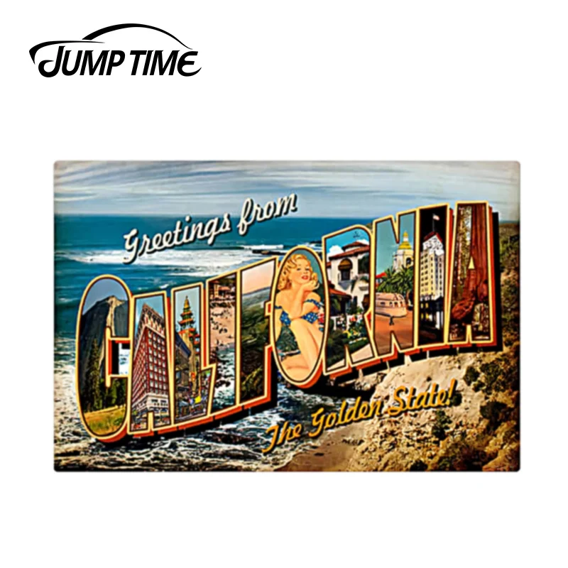 JumpTime 13 см x 8 6 в винтажном стиле для открытка с Калифорнией виниловый стикер