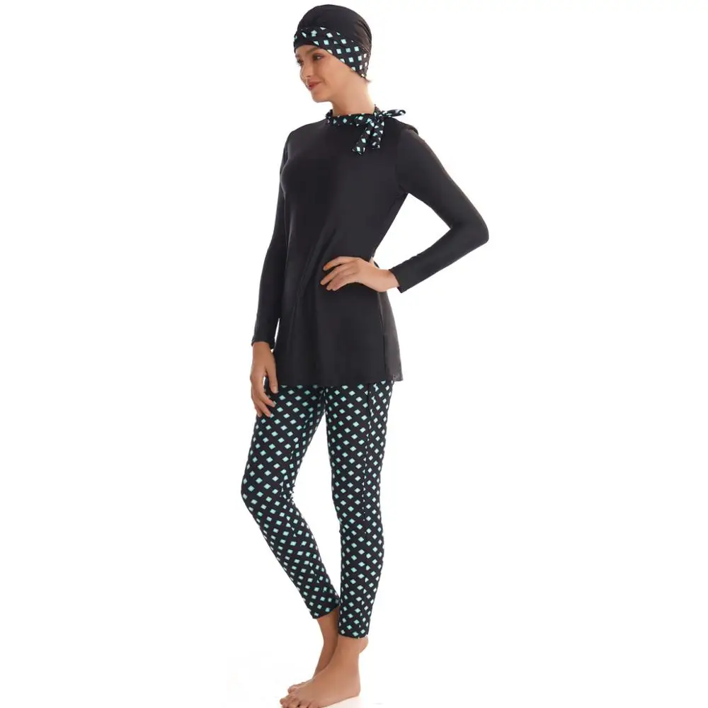 Мусульманская одежда для плавания Burkinis скромная Женская лоскутный костюм с