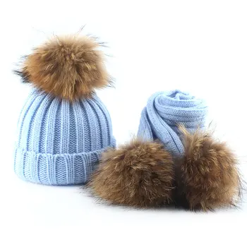 New Winter Baby Girls Boy Real Raccoon Knitted Hat Scarf Set With Fur Pompom Ball Caps Baby Children Hats Kids Warm Beanie Suits
New Winter Baby Girls Boy Real Raccoon Knitted Hat Scarf Set With Fur Pompom Ball Caps Baby Children Hats Kids Warm Beanie Suits