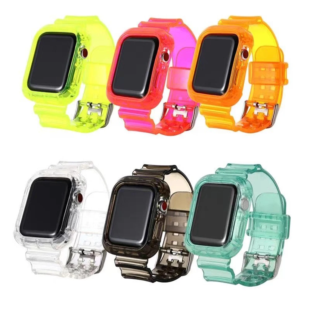 Transparent Sport Strap+Case for Apple Watch iWatch Series 6 2 3 4 5 Band 44mm 40mm 42mm 38mm Silicone Watchband Wirst Bracelet
Transparent Sport Strap+Case for Apple Watch iWatch Series 6 2 3 4 5 Band 44mm 40mm 42mm 38mm Silicone Watchband Wirst Bracelet