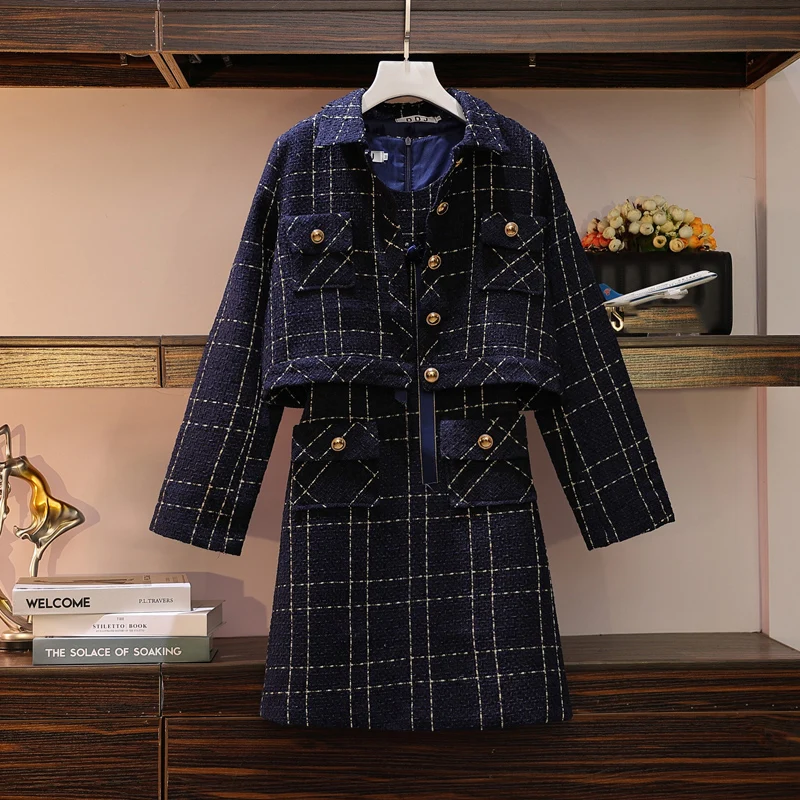 2019 Elegant Women Plaid Suits Set Autumn Short Checked Woolen Blazer Jacket + Vest Dress Two Piece Set Spring Matching Overcoat
2019 Elegant Women Plaid Suits Set Autumn Short Checked Woolen Blazer Jacket + Vest Dress Two Piece Set Spring Matching Overcoat
