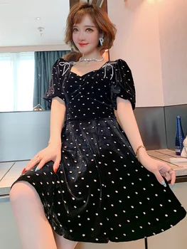 Contrasting Color Polka Dot Embroidery Diamond Set Bow Puff Sleeve Umbrella Velvet Dress Female 2020 Early Autumn New
Contrasting Color Polka Dot Embroidery Diamond Set Bow Puff Sleeve Umbrella Velvet Dress Female 2020 Early Autumn New