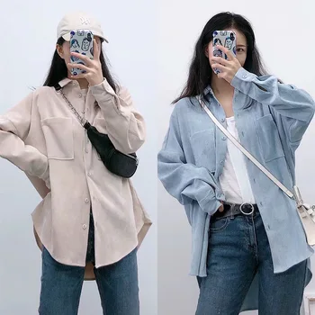 Women Korean Corduroy Solid Shirts Harajuku Turn-Down Collar BF Shirt Female 2020 Spring Oversize Casual Ladies Tops
Women Korean Corduroy Solid Shirts Harajuku Turn-Down Collar BF Shirt Female 2020 Spring Oversize Casual Ladies Tops