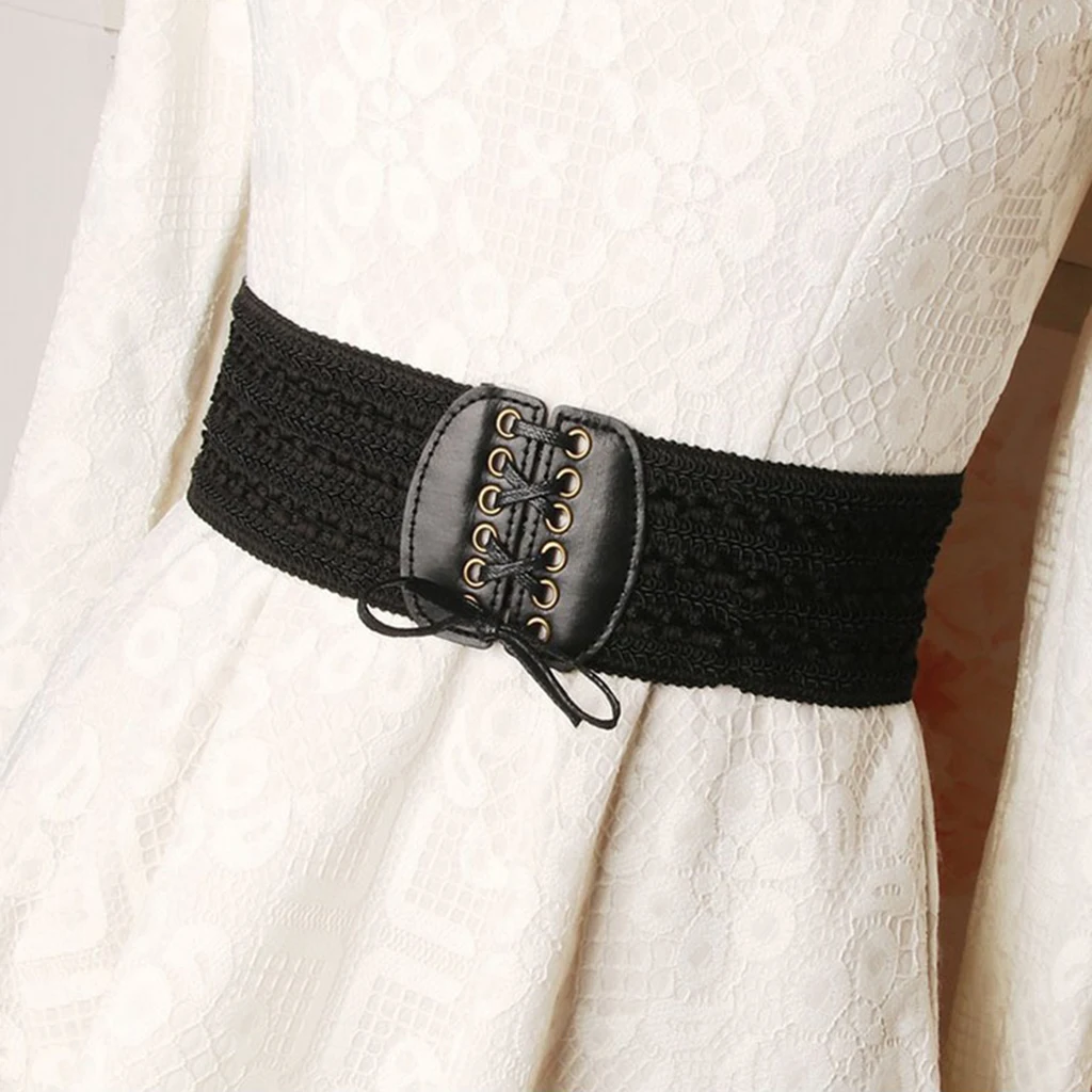 Fashion Leather Wide Waist Belt Lace Up Corset Cinch Sweater Dress Waistband Fashion Leather Wide Waist Belt Lace Up Corset Cinch Sweater Dress Waistband