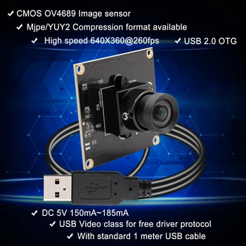 2MP No distortion High Speed USB2.0 Webcam MJPEG 1080P 60fps/ 720P 120fps/ 360P 260fps CMOS OmniVision OV4689 Camera Module
2MP No distortion High Speed USB2.0 Webcam MJPEG 1080P 60fps/ 720P 120fps/ 360P 260fps CMOS OmniVision OV4689 Camera Module