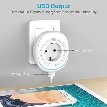 EU Plug Dual USB Port Socket With LED wifi wireless Smart Socket Outlet with Google Home Alexa Voice Control
EU Plug Dual USB Port Socket With LED wifi wireless Smart Socket Outlet with Google Home Alexa Voice Control
